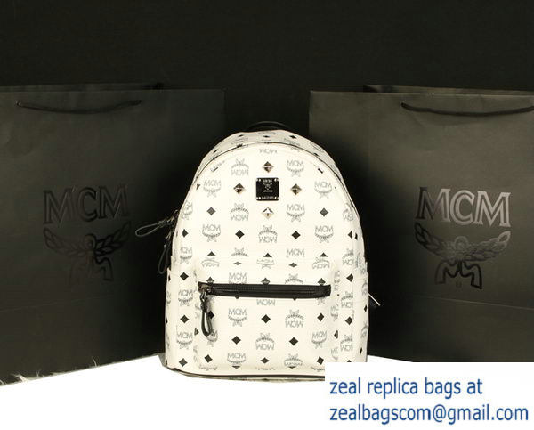 High Quality Replica MCM Stark Backpack Large in Calf Leather 8004 White